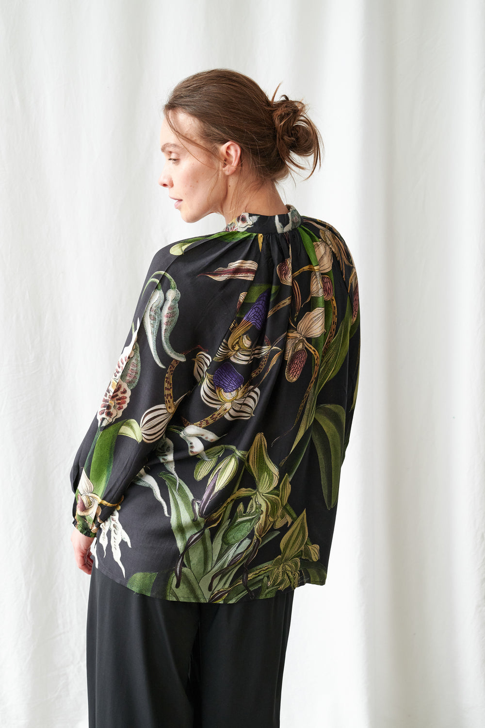 Orchid Black PussyBow Blouse - One Hundred Stars