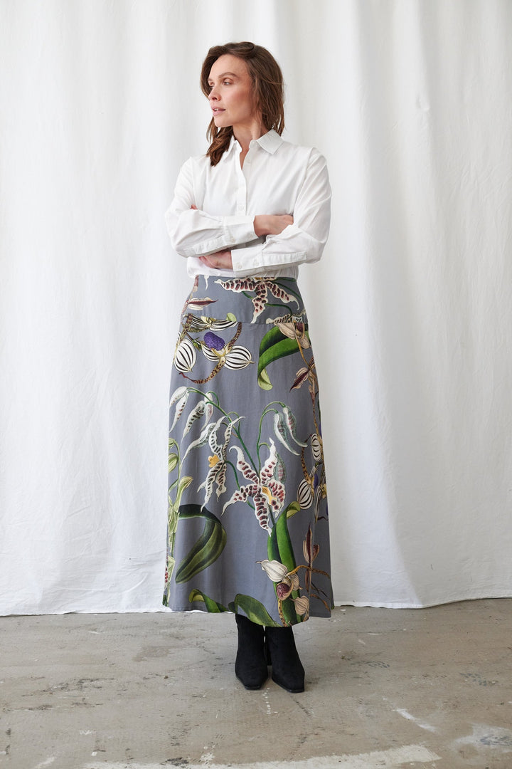 Orchid Grey A-line Maxi Skirt - One Hundred Stars