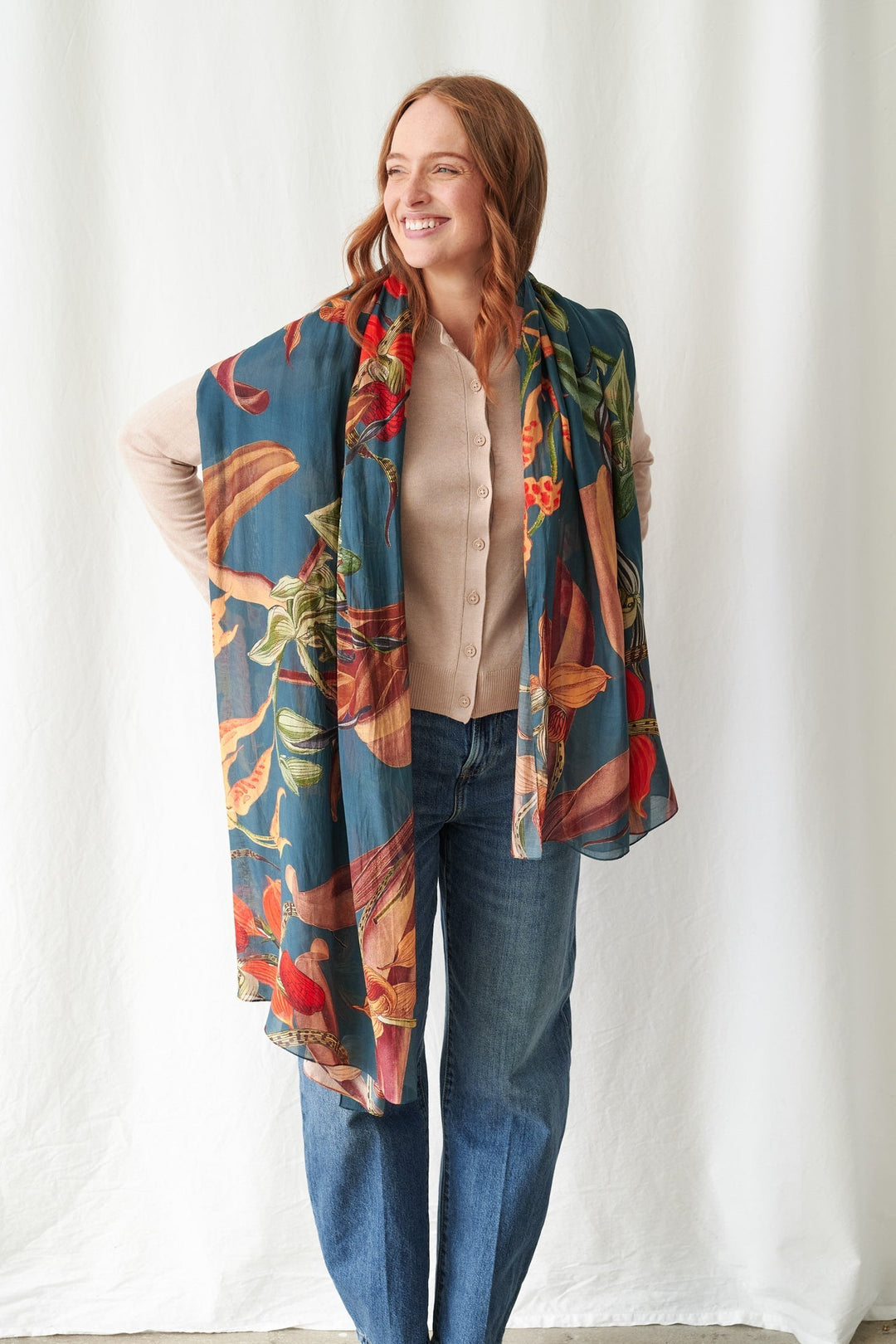 Orchid Teal Scarf - One Hundred Stars