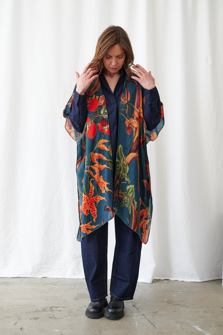 Orchid Teal Wool Throwover - One Hundred Stars