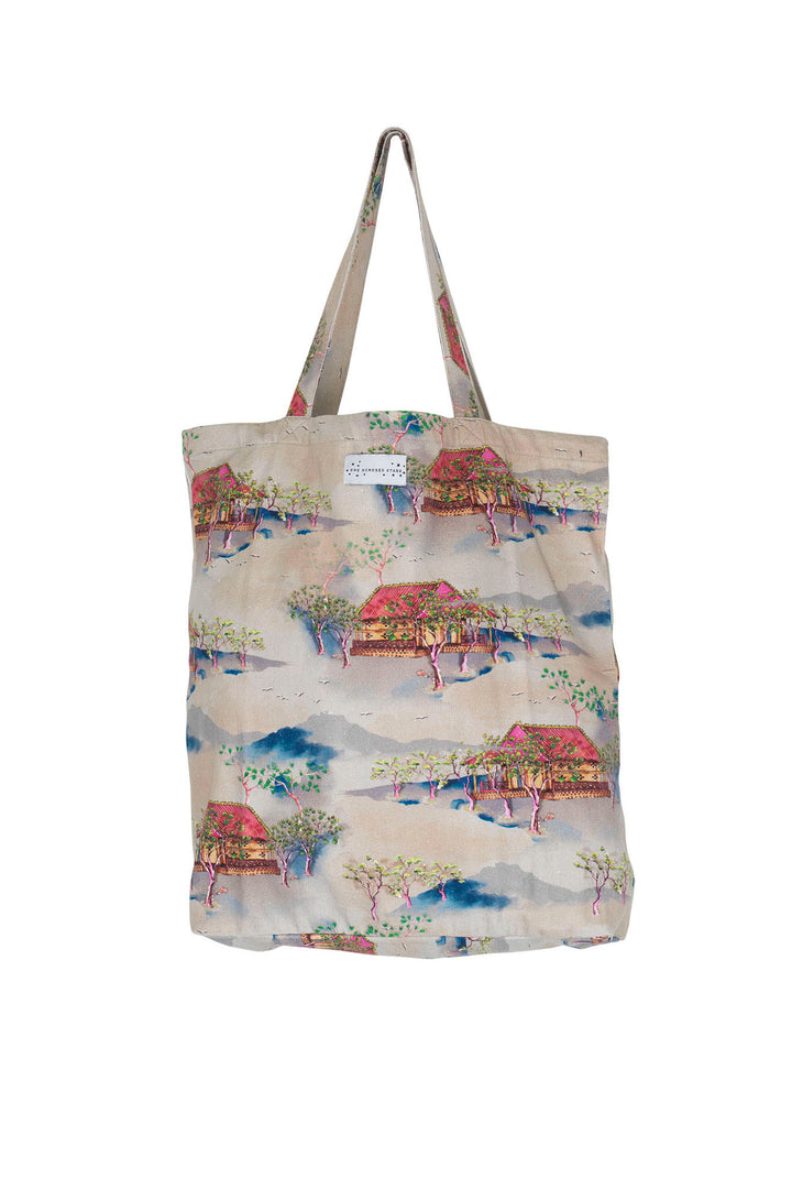 Oriental Landscape Grey Canvas Bag