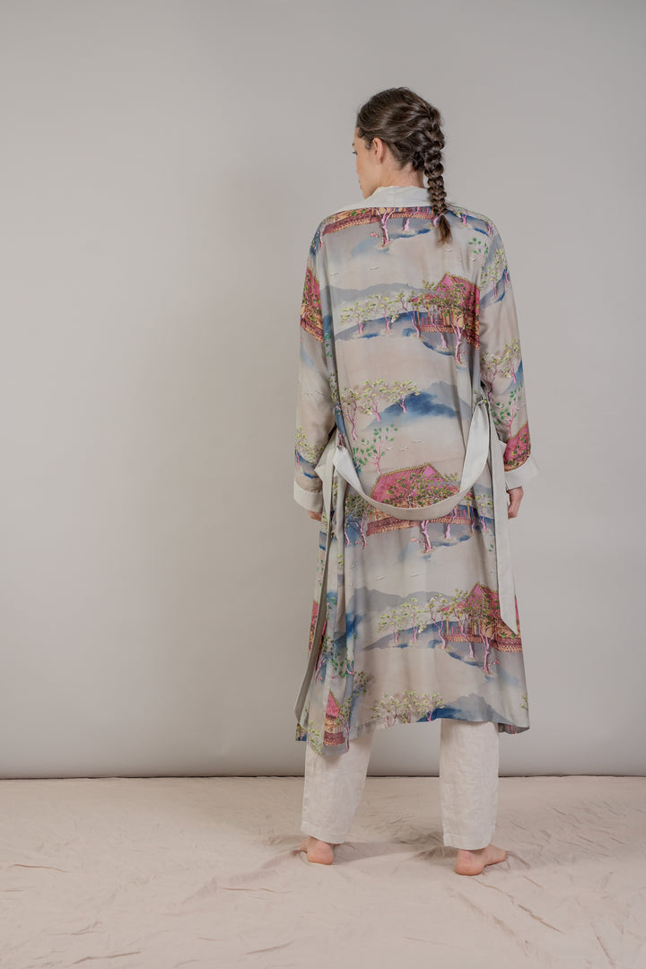 Oriental Landscape Grey Gown