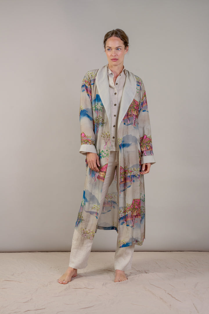 Oriental Landscape Grey Gown