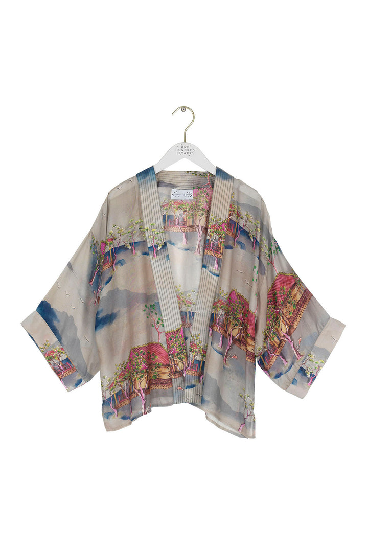 Oriental Landscape Grey Kimono