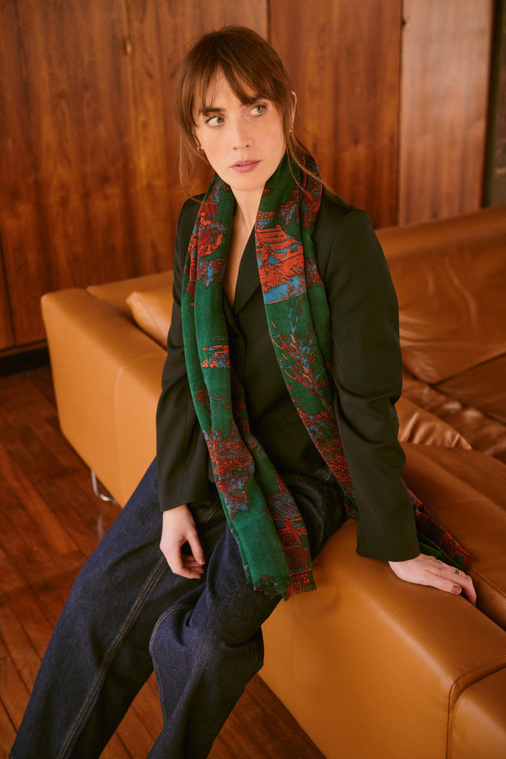 Pagoda Forest Wool Scarf - One Hundred Stars