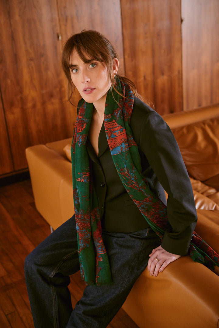 Pagoda Forest Wool Scarf - One Hundred Stars