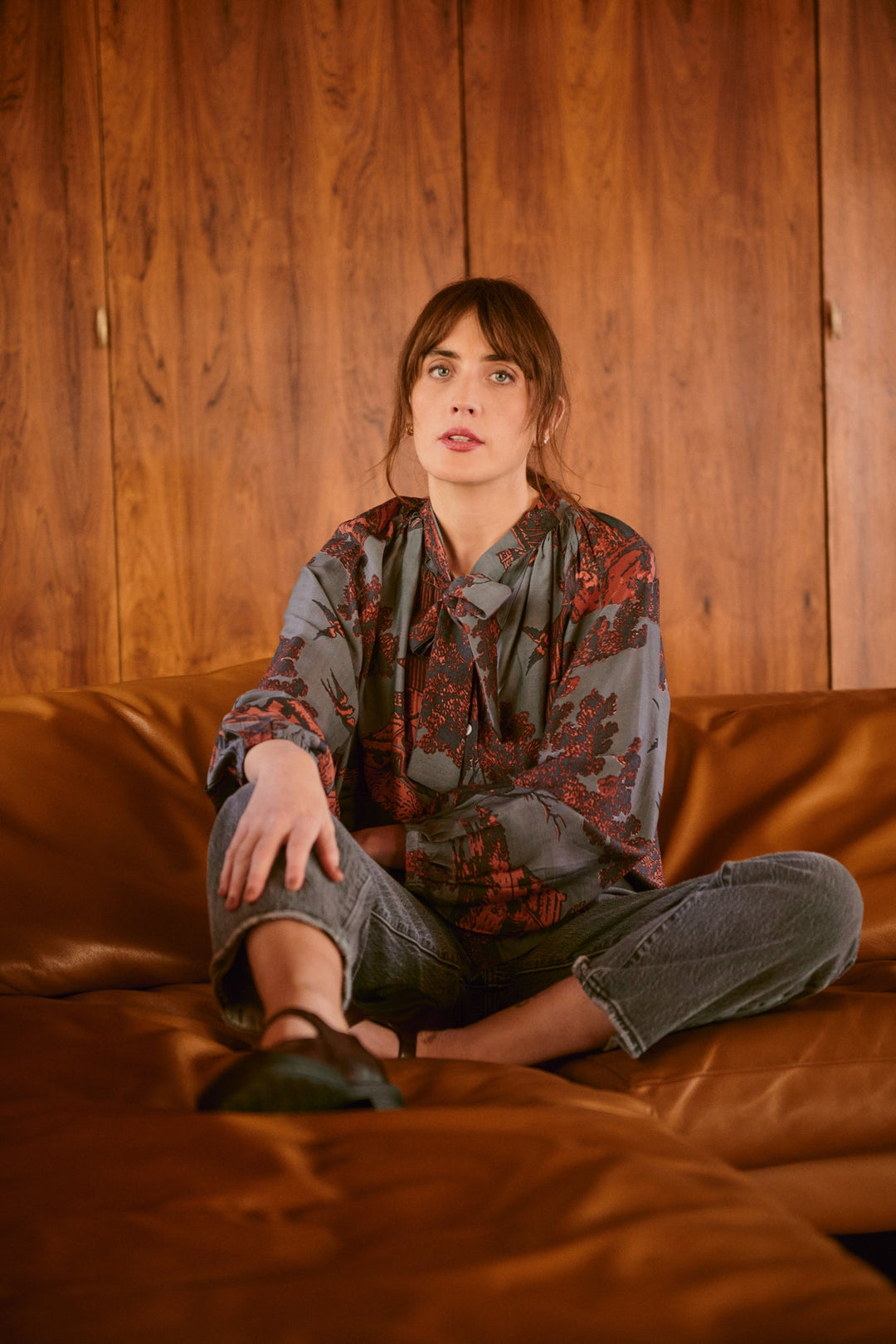 Pagoda Pewter PussyBow Blouse - One Hundred Stars