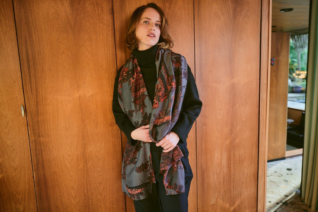 Pagoda Pewter Scarf - One Hundred Stars