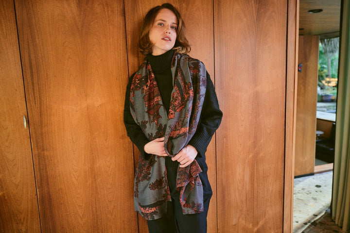 Pagoda Pewter Scarf - One Hundred Stars