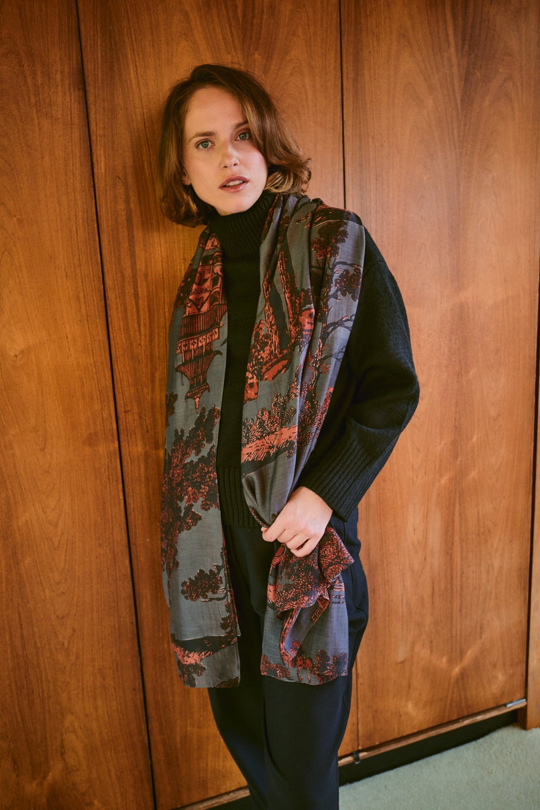Pagoda Pewter Scarf - One Hundred Stars