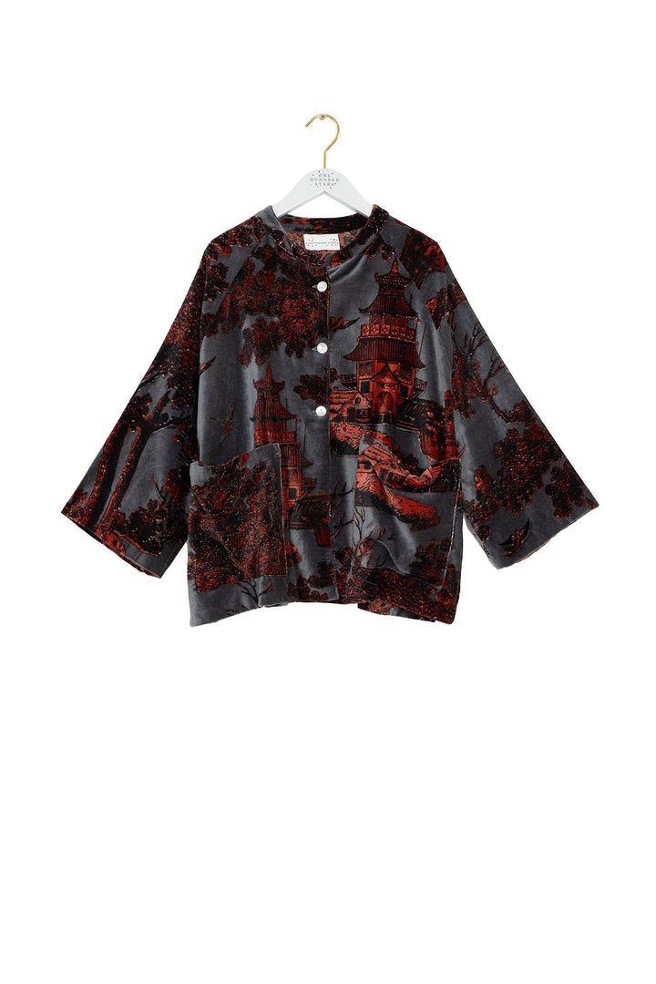 Pagoda Pewter Velvet Jacket - One Hundred Stars