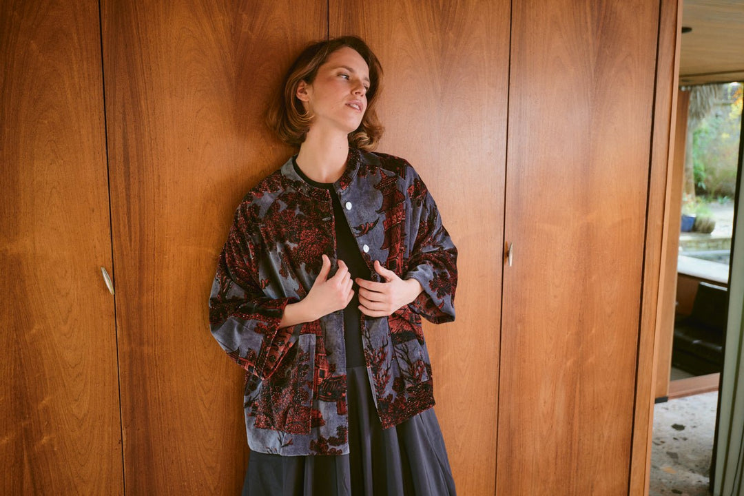 Pagoda Pewter Velvet Jacket - One Hundred Stars