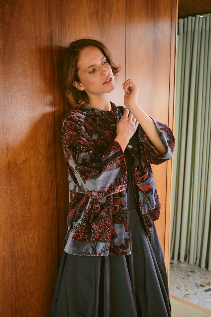 Pagoda Pewter Velvet Jacket - One Hundred Stars