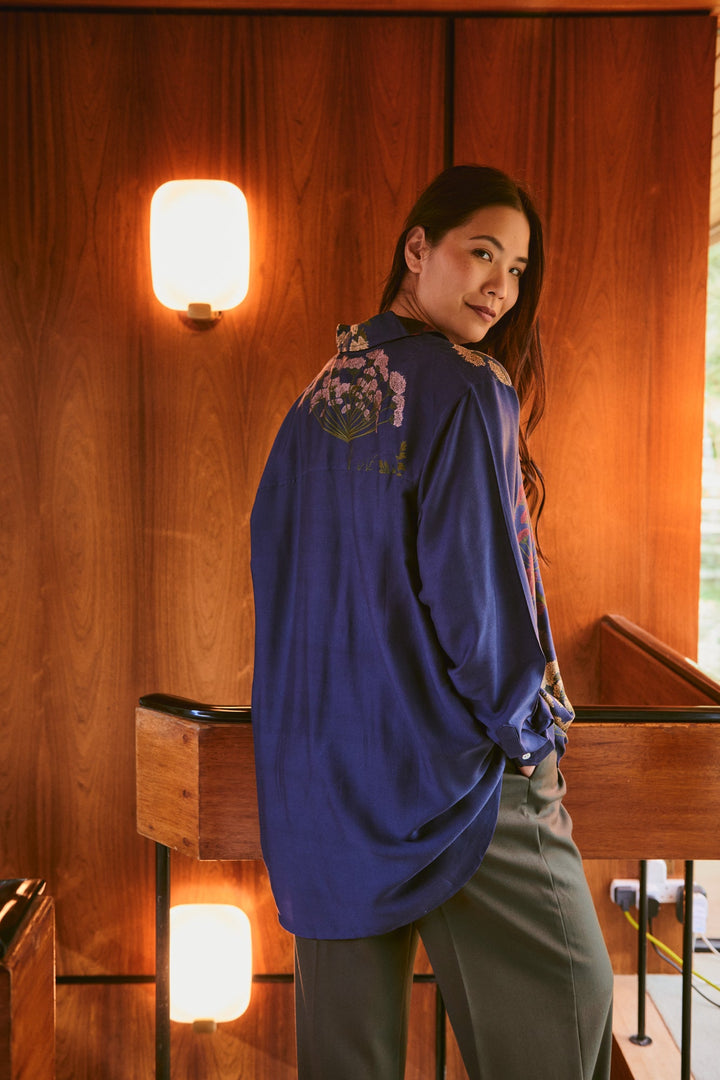 Parsley Seed Navy Oversized Shirt - One Hundred Stars
