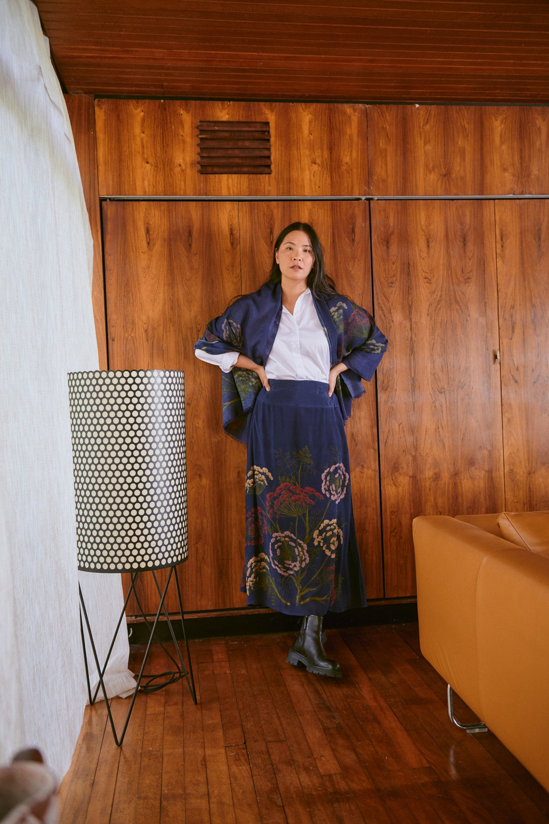 Parsley Seed Navy Wool Scarf - One Hundred Stars