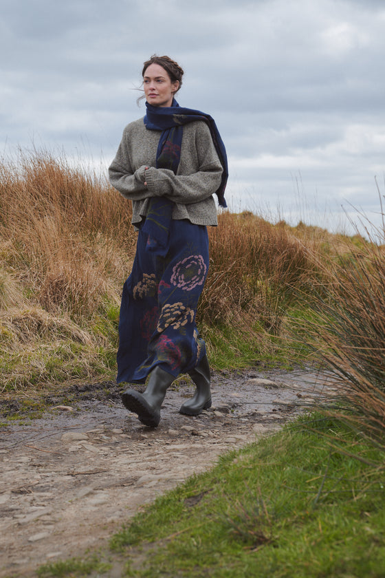 Parsley Seed Navy A-line Maxi Skirt