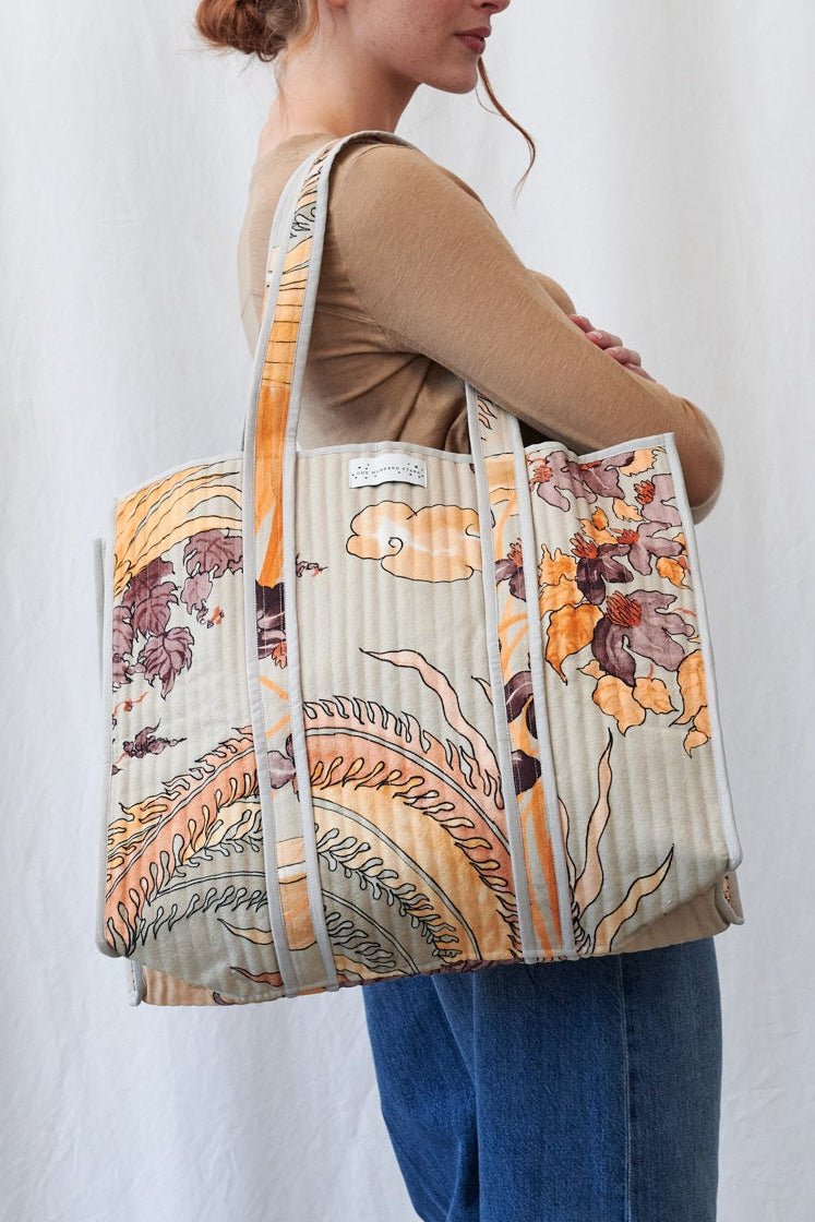 Phoenix Grey Canvas Quilted Tote Bag - One Hundred Stars