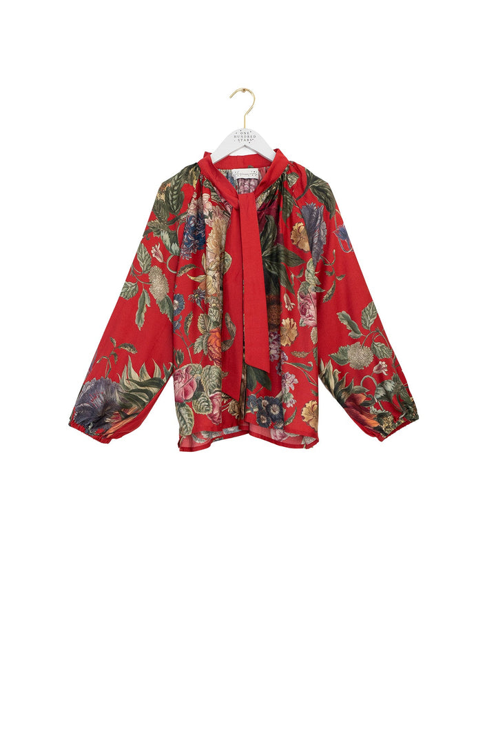 Primula Berry PussyBow Blouse - One Hundred Stars