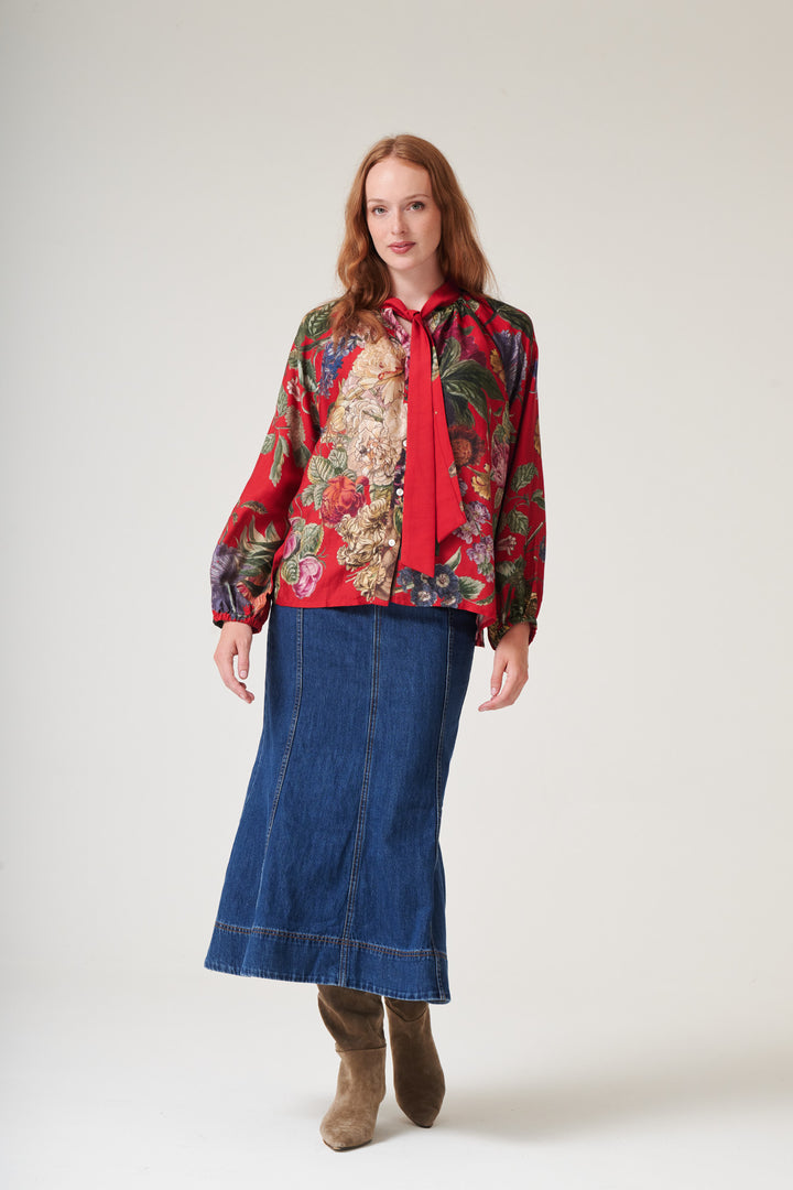 Primula Berry PussyBow Blouse - One Hundred Stars