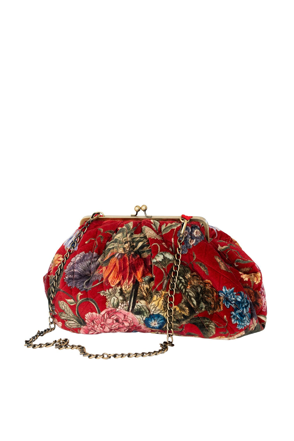 Primula Berry Quilted Velvet Kiss Lock Bag - One Hundred Stars