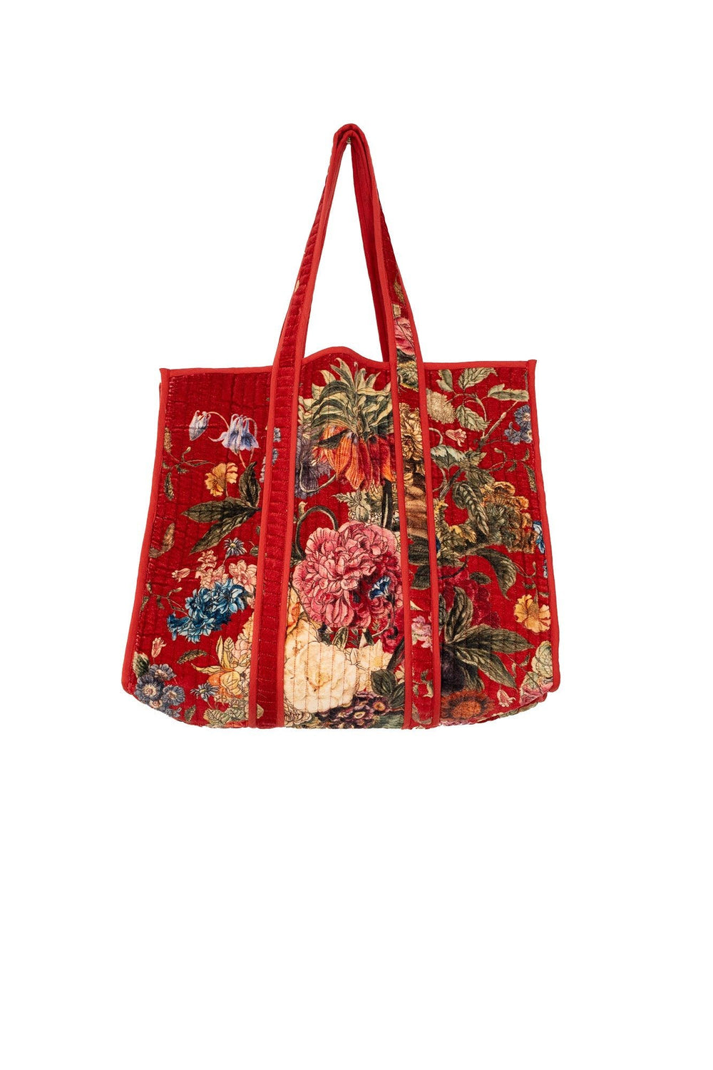 Primula Berry Large Velvet Tote Bag - One Hundred Stars