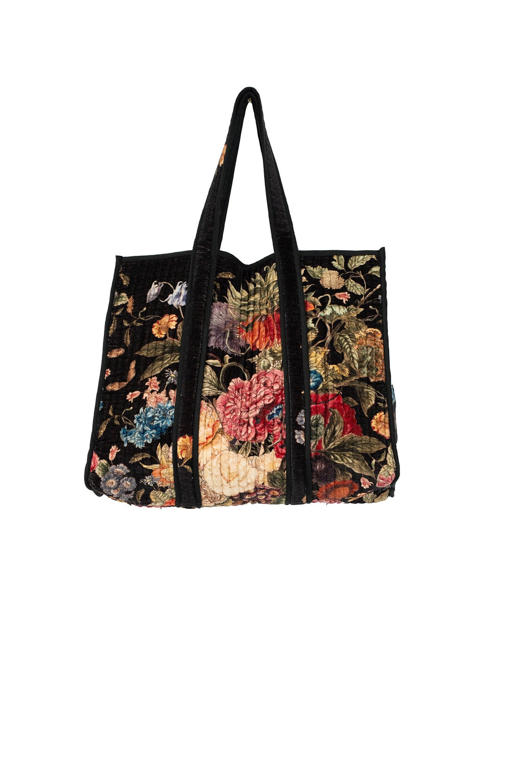 Primula Black Large Velvet Tote Bag - One Hundred Stars