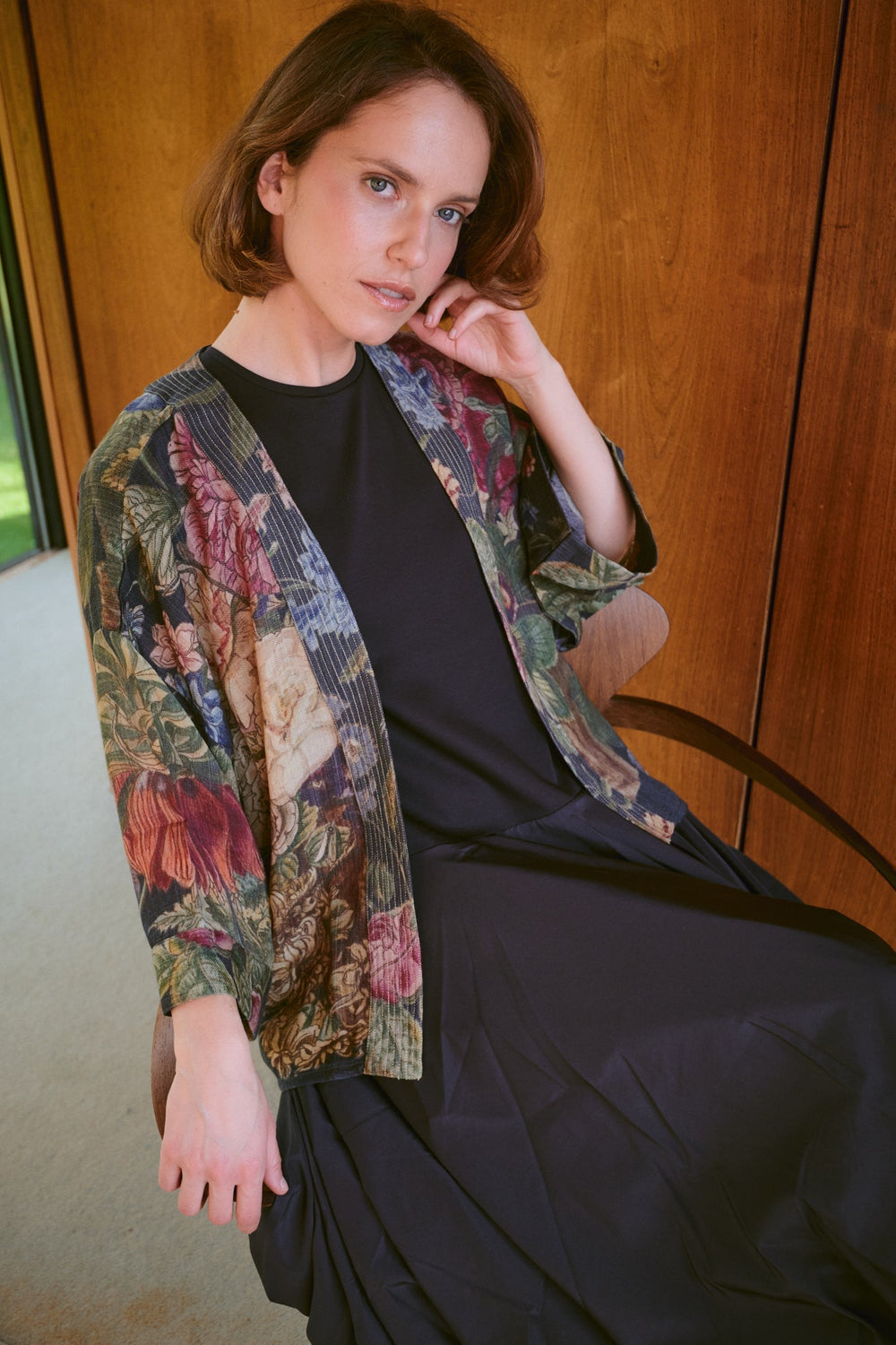 Primula Black Wool Kimono - One Hundred Stars