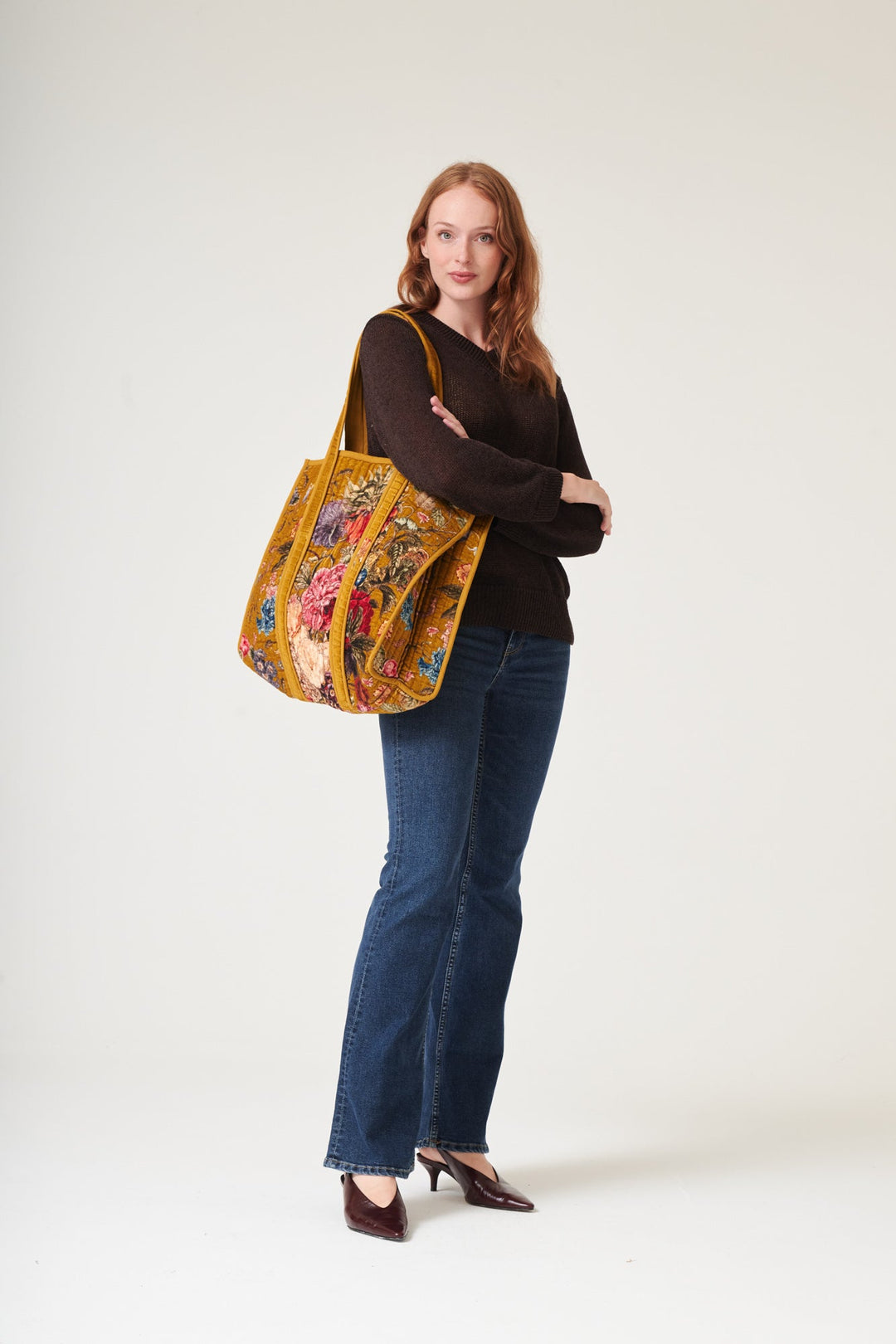 Primula Gold Large Velvet Tote Bag - One Hundred Stars