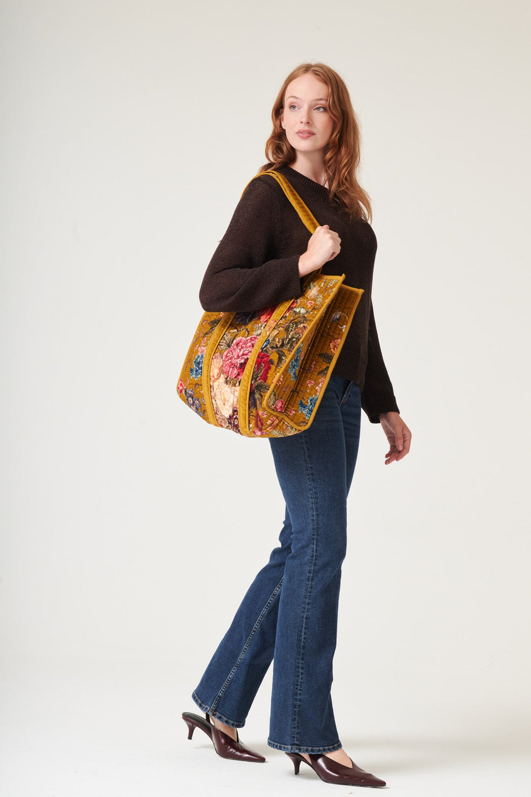 Primula Gold Large Velvet Tote Bag - One Hundred Stars
