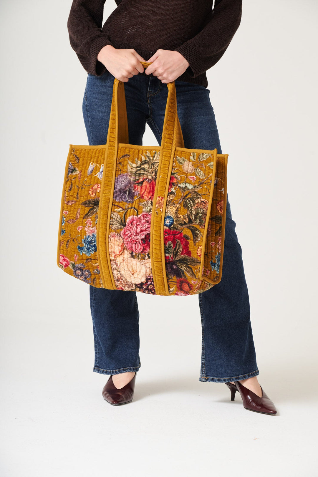 Primula Gold Large Velvet Tote Bag - One Hundred Stars