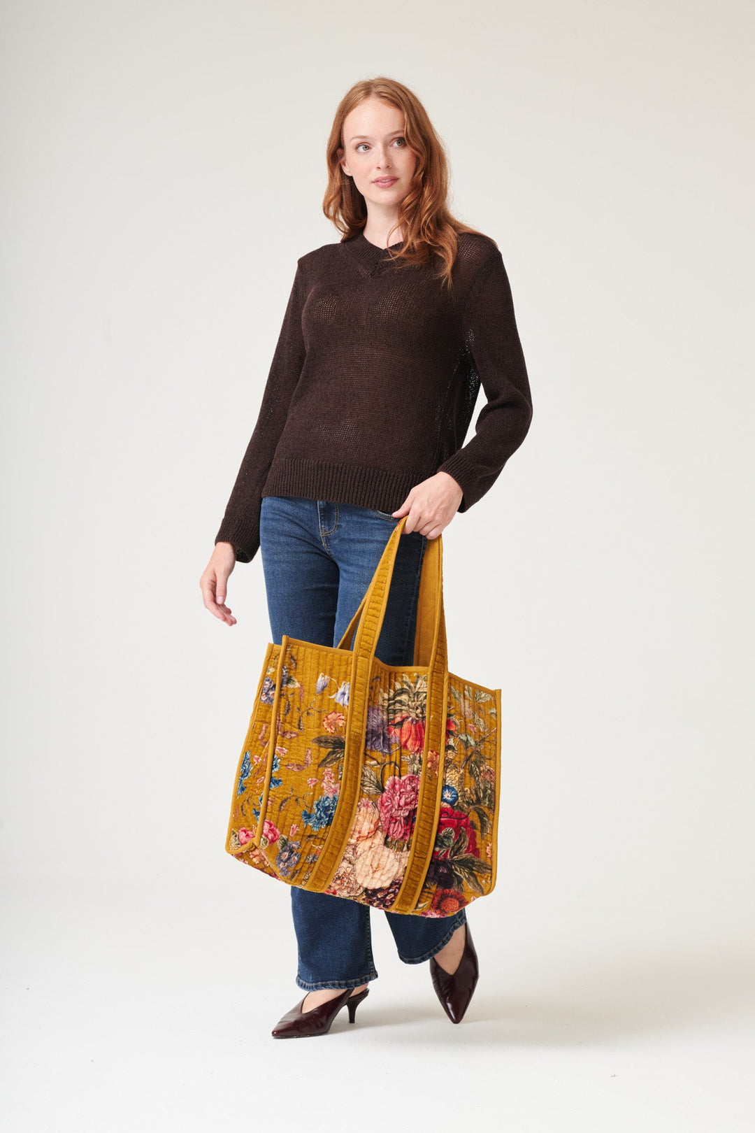 Primula Gold Large Velvet Tote Bag - One Hundred Stars