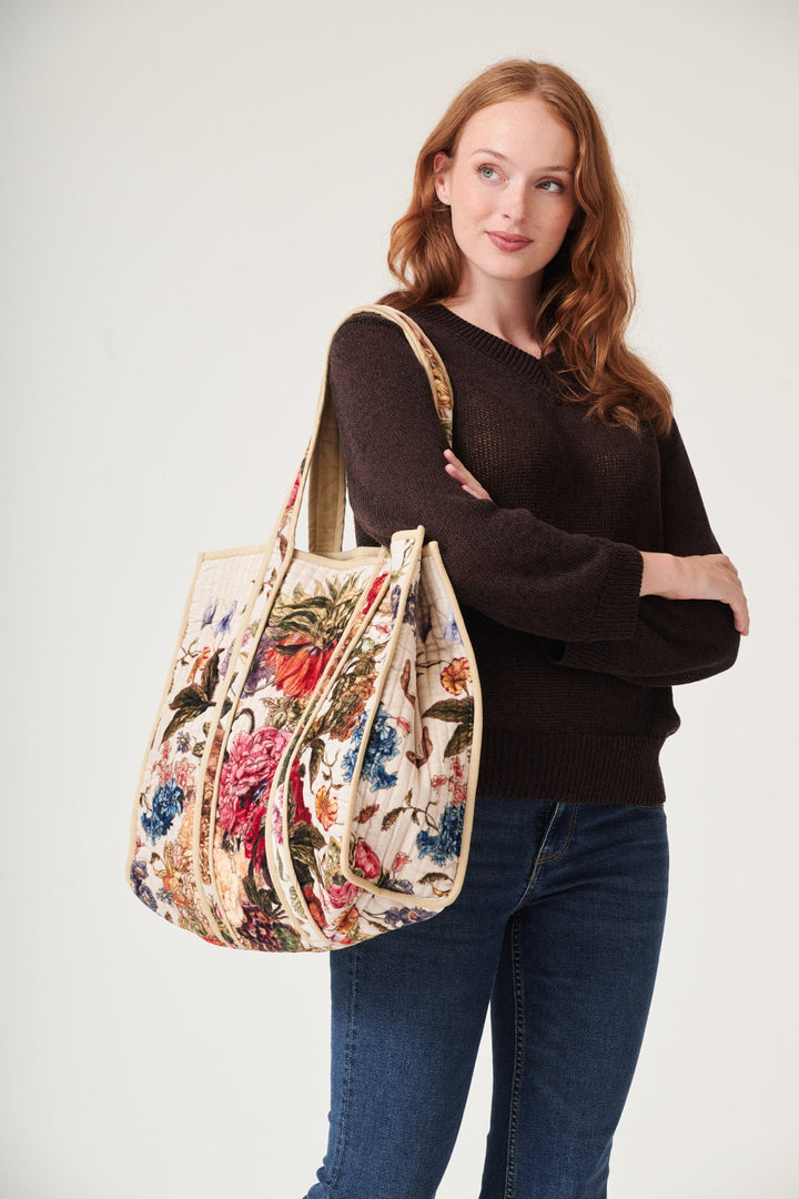 Primula Stone Large Velvet Tote Bag - One Hundred Stars