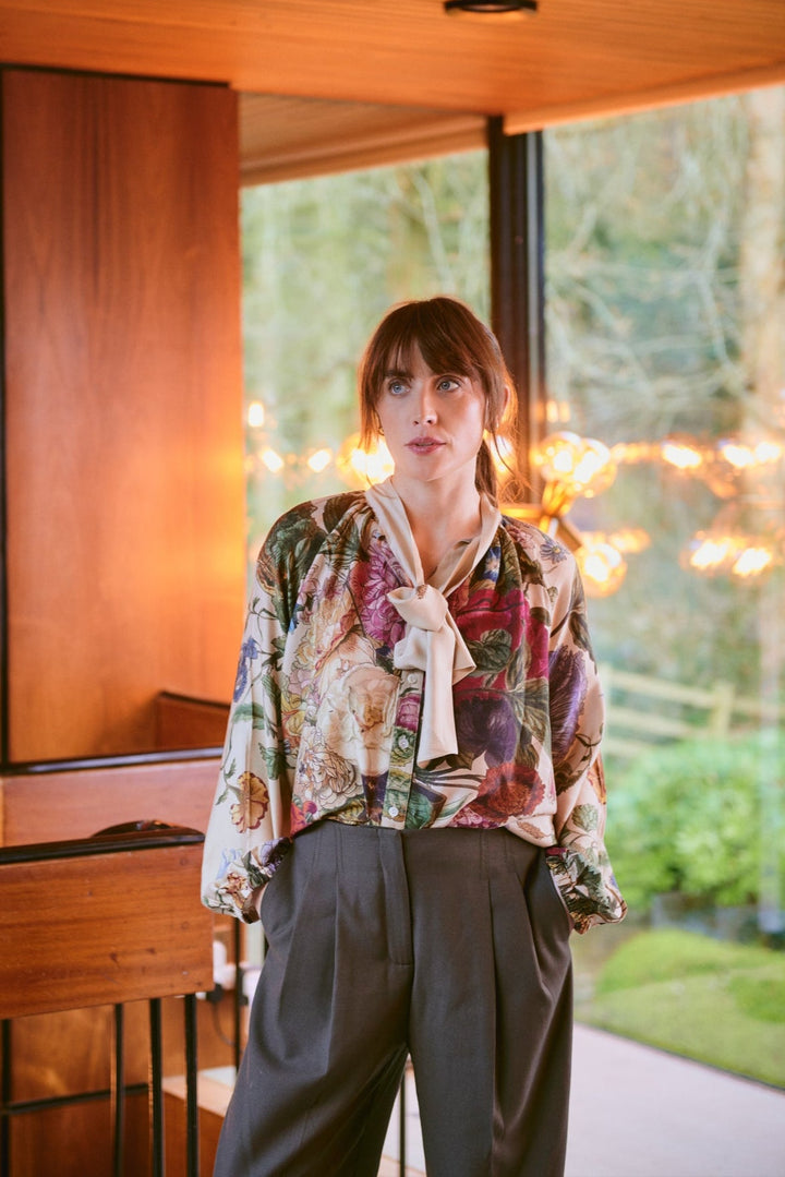 Primula Stone PussyBow Blouse - One Hundred Stars