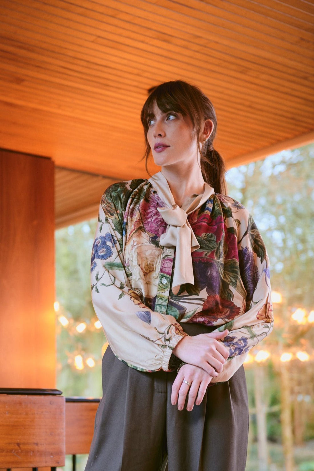 Primula Stone PussyBow Blouse - One Hundred Stars