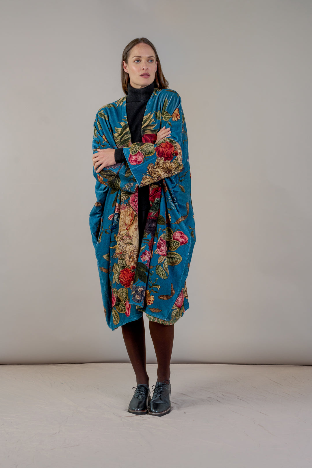 Primula Teal Velvet Grande Kimono - One Hundred Stars