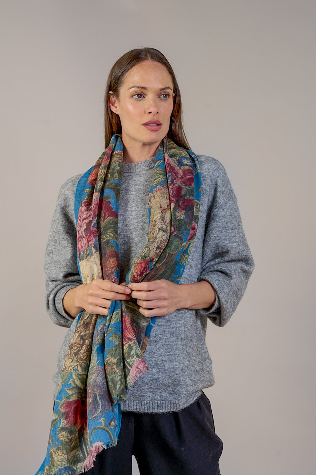 Primula Teal Wool Scarf