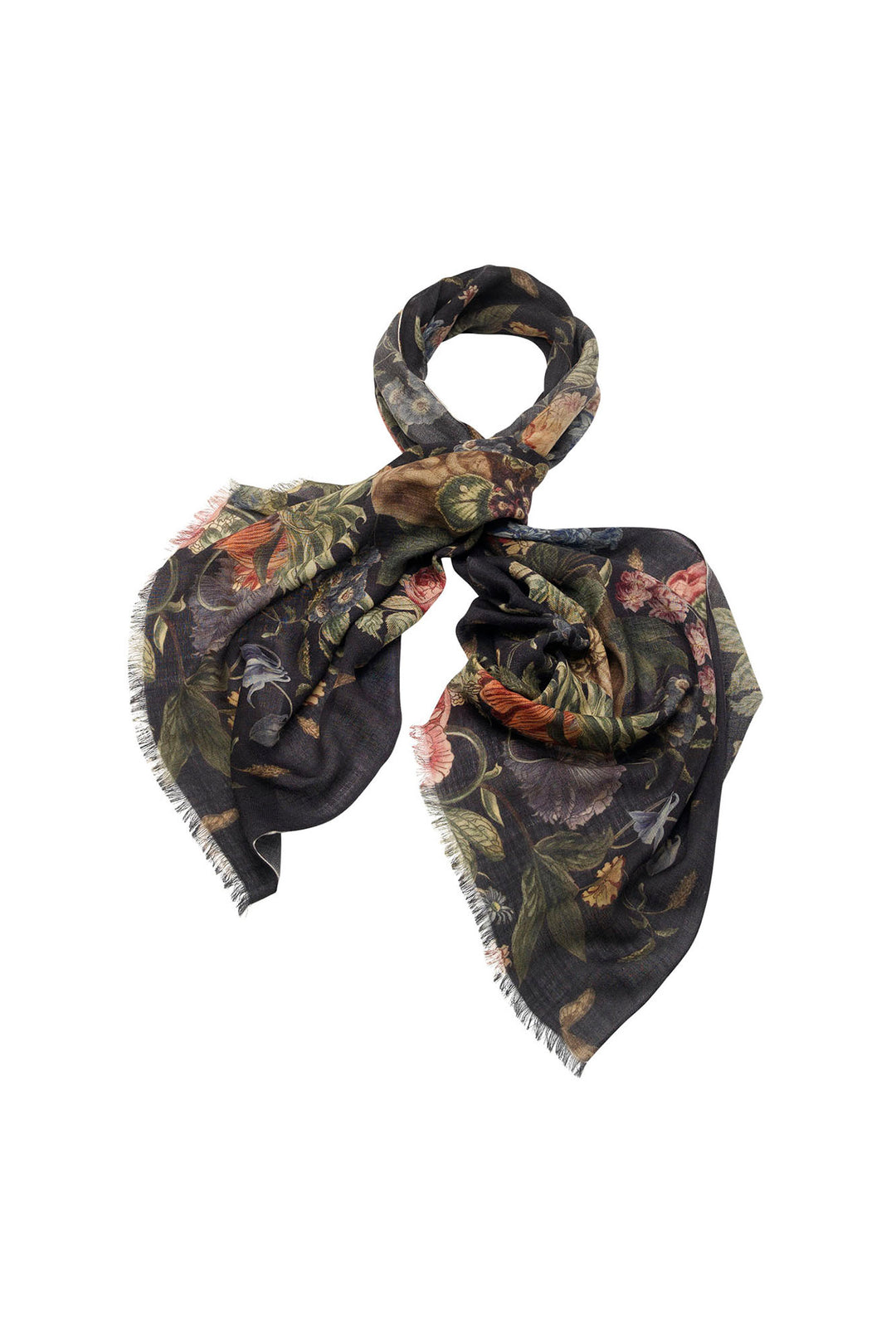 Primula Black Wool Scarf