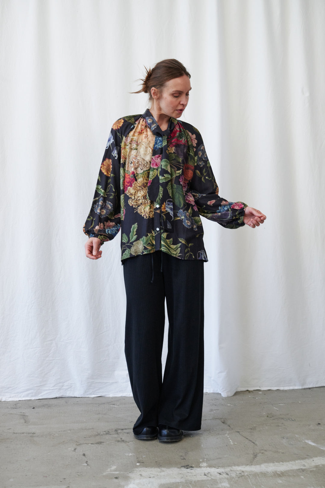 Primula Black PussyBow Blouse
