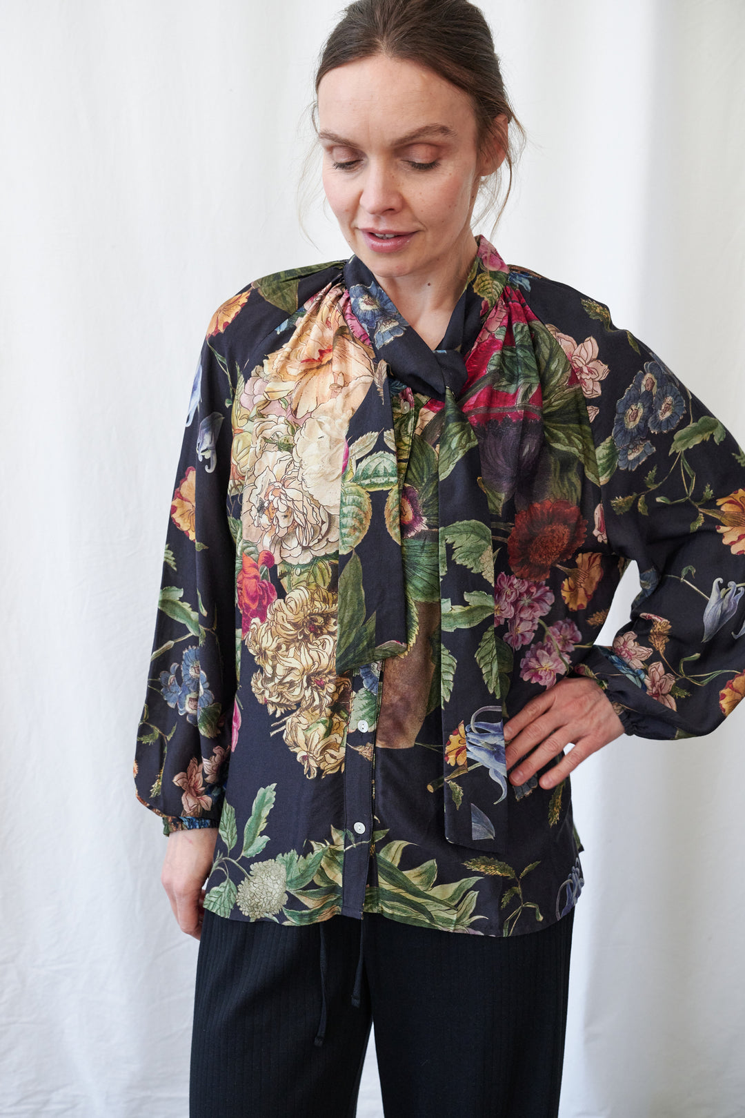Primula Black PussyBow Blouse