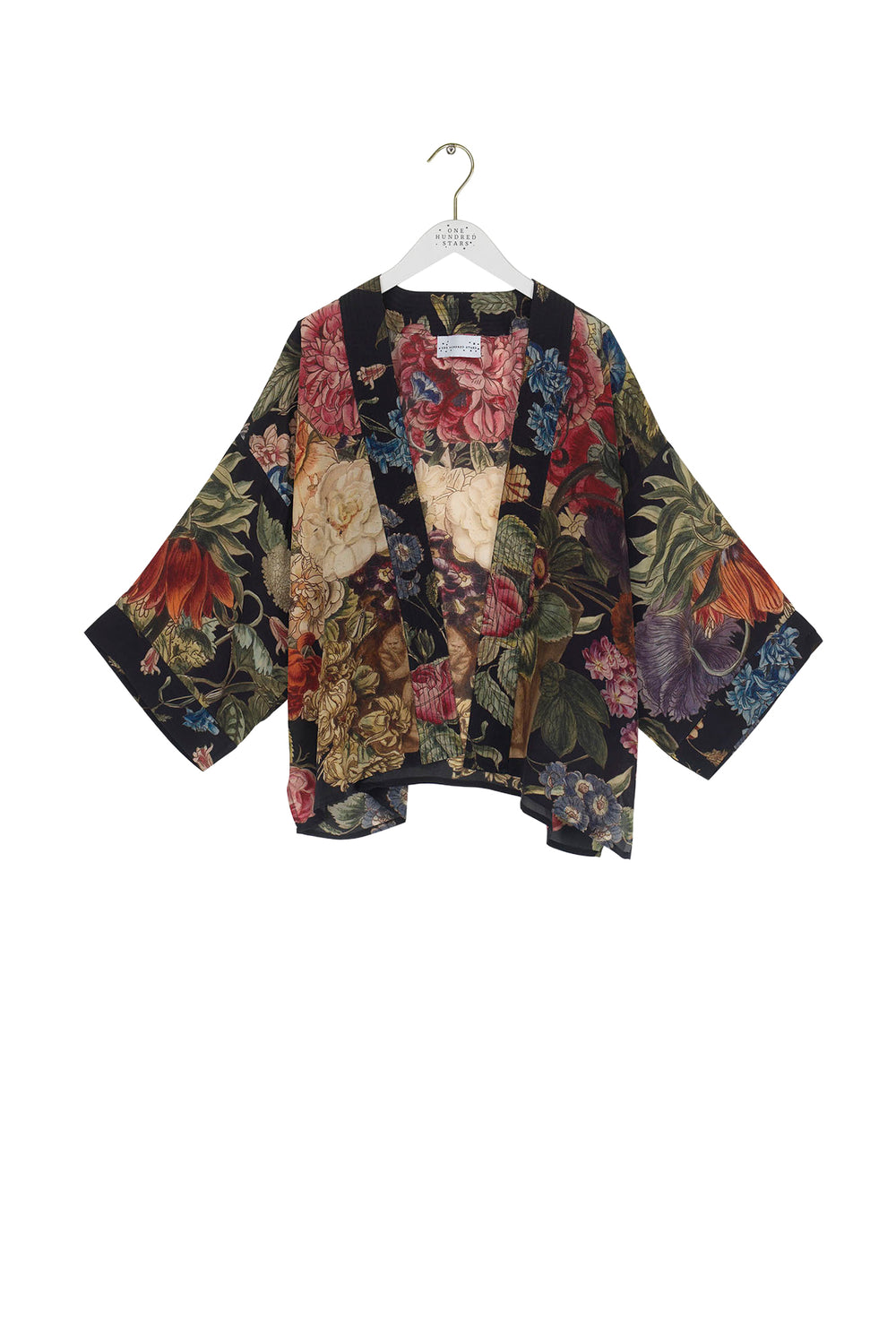 Primula Black Crepe Kimono - One Hundred Stars