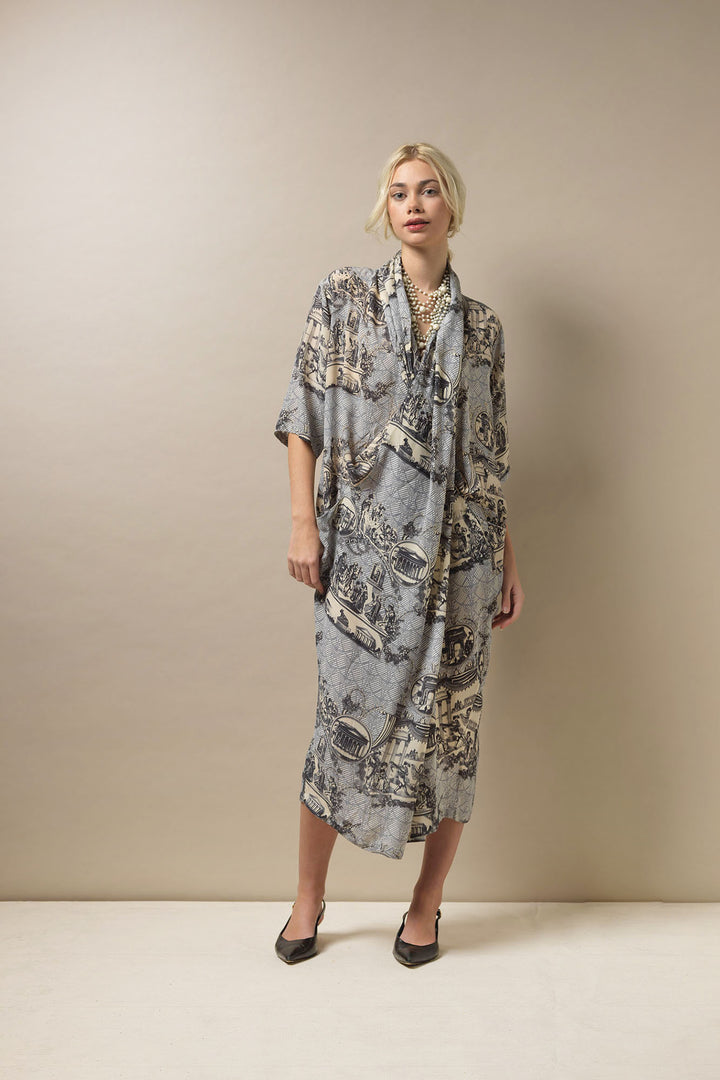 Ancient Columns Charcoal Rachel Dress