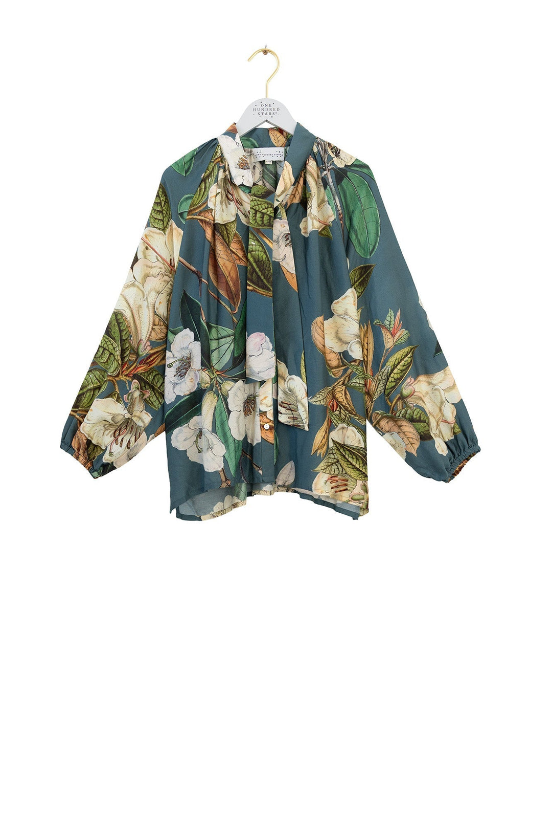 Rhodoleia Blue Pussybow Blouse - One Hundred Stars