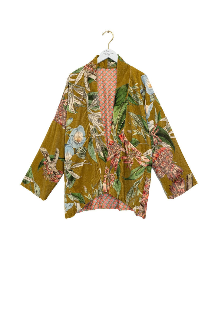 Rhodoleia Gold Velvet Pocket Jacket - One Hundred Stars