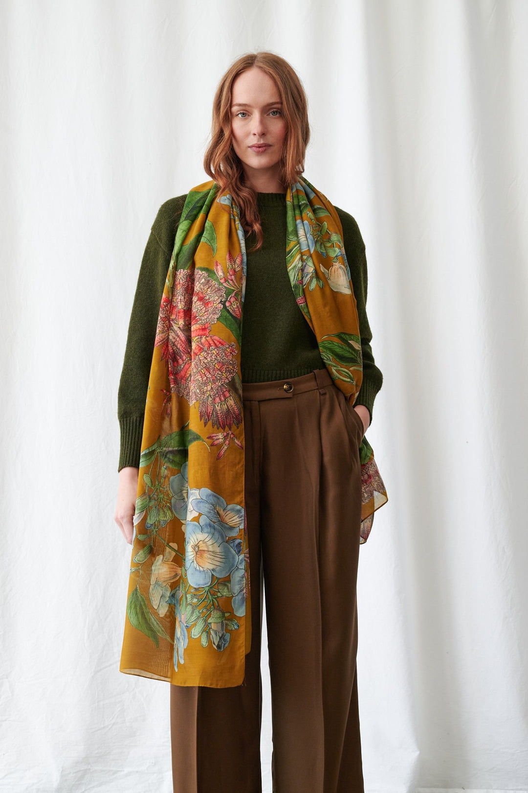 Rhodoleia Gold Scarf - One Hundred Stars