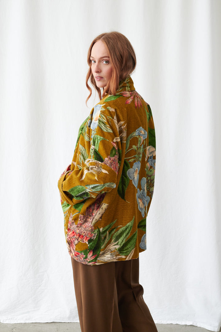 Rhodoleia Gold Velvet Pocket Jacket - One Hundred Stars