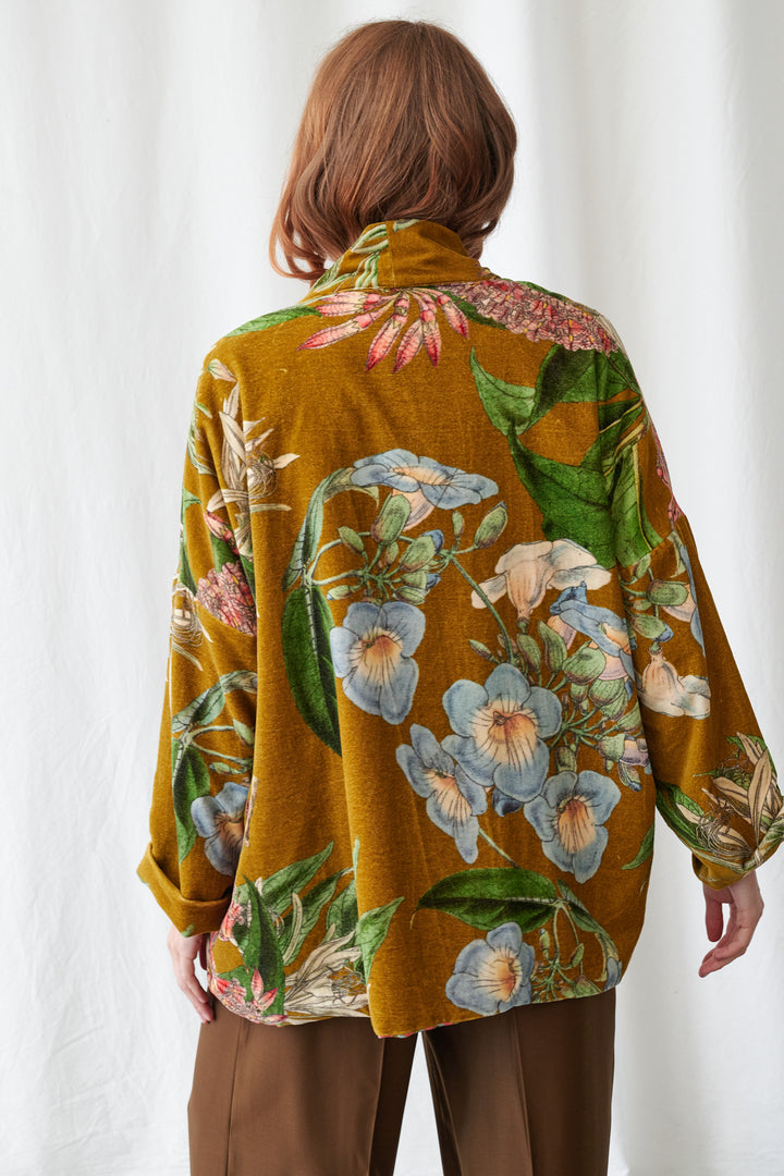 Rhodoleia Gold Velvet Pocket Jacket - One Hundred Stars