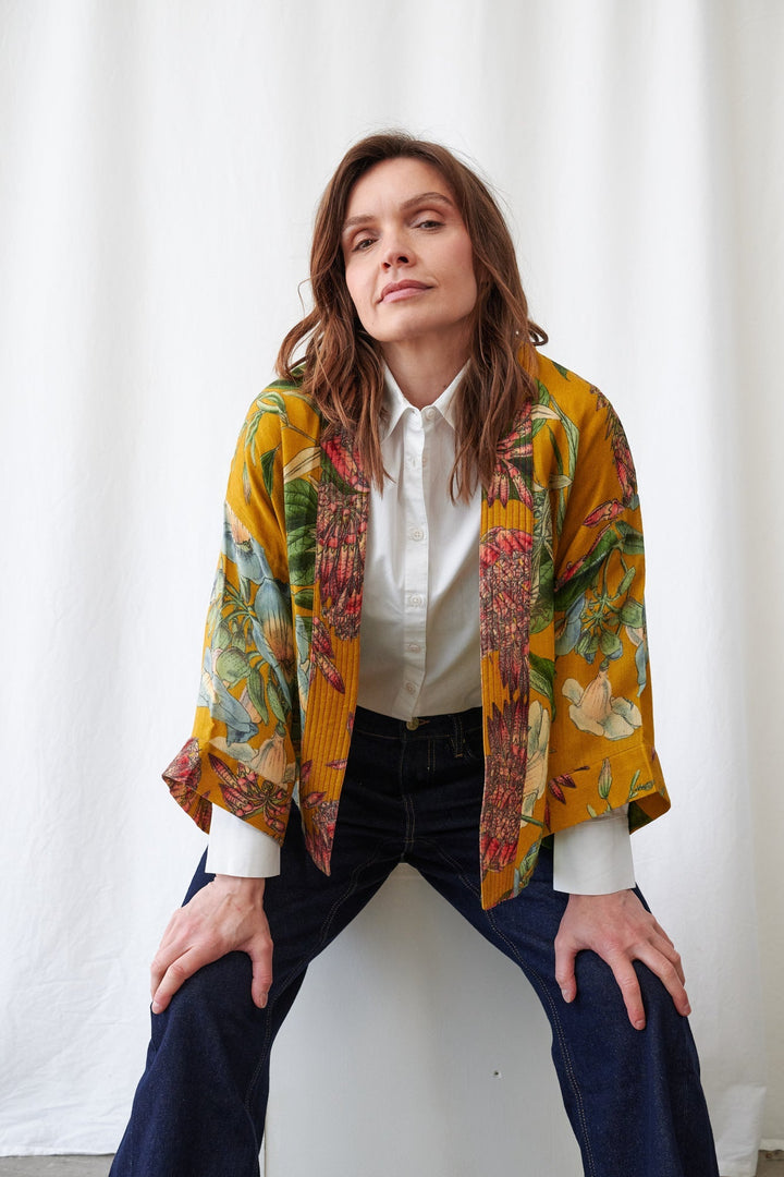 Rhodoleia Gold Wool Kimono - One Hundred Stars