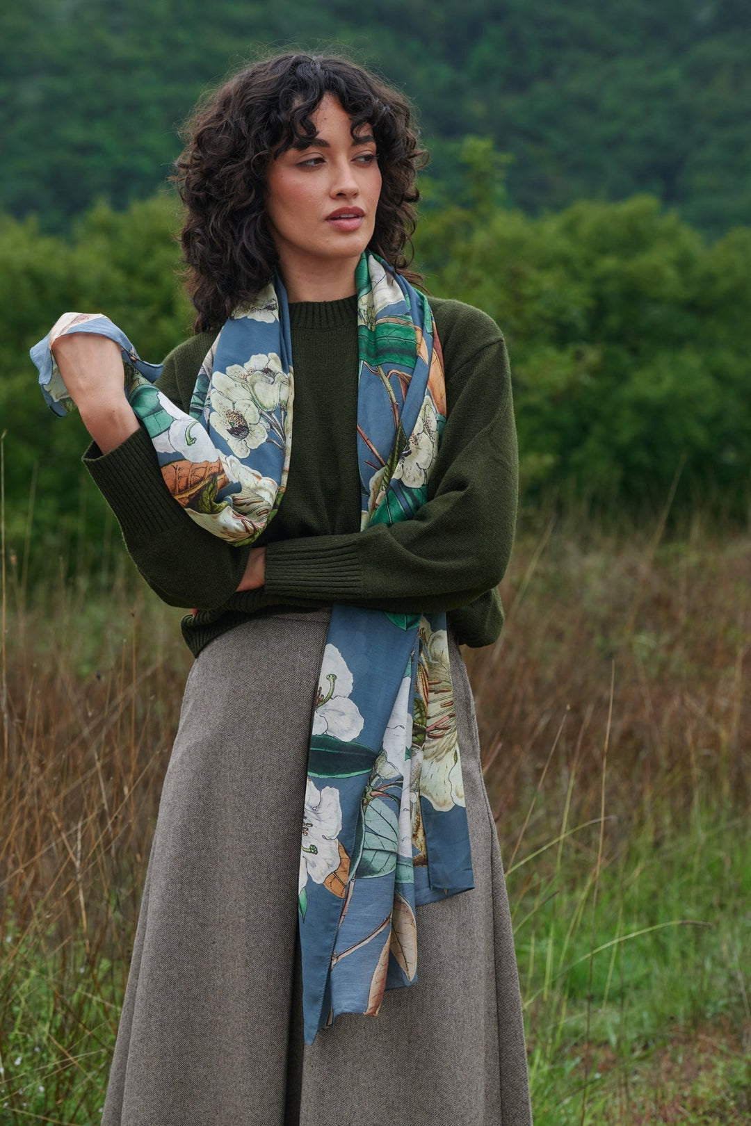 Rhodoleia Blue Scarf - One Hundred Stars