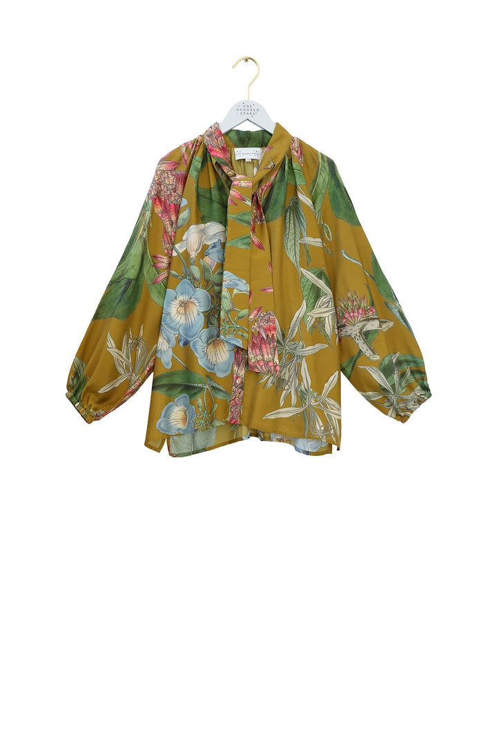 Rhodoleia Gold Pussybow Blouse - One Hundred Stars