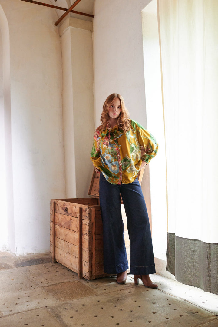 Rhodoleia Gold Pussybow Blouse - One Hundred Stars